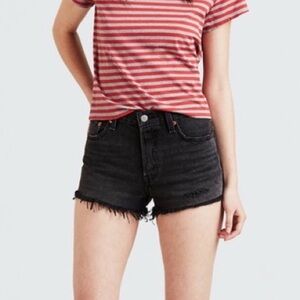 Levi’s Premium 501 Distressed Black Denim Shorts